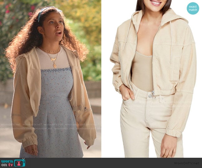 BDG Urban Outfitters Corduroy Crop Hooded Jacket worn by Julie (Madison Reyes) on Julie and the Phantoms
