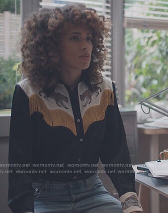 Bev’s tiger embroidered tassel shirt on The Duchess