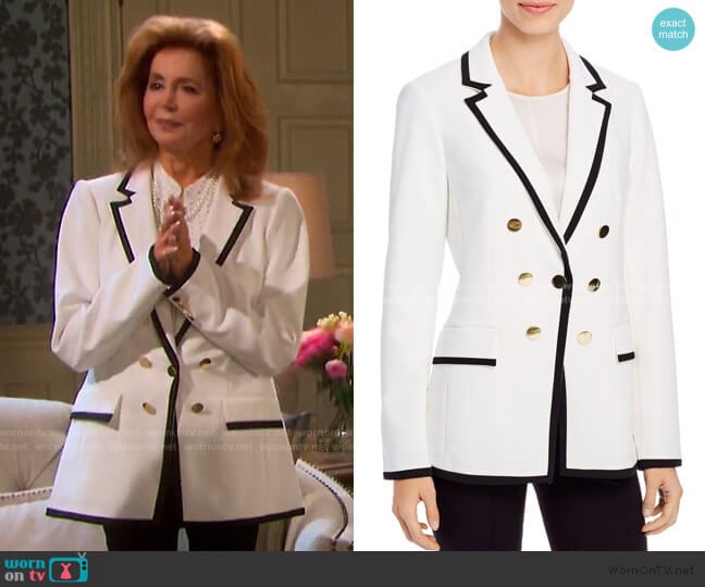 Calvin Klein Satin-Trimmed Faux Double-Breasted Blazer worn by Maggie Horton (Suzanne Rogers) on Days of our Lives