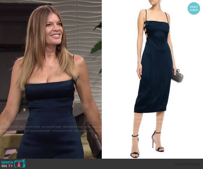 Cushnie Cutout Hammered Satin Midi Dress worn by Phyllis Summers (Michelle Stafford) on The Young and the Restless