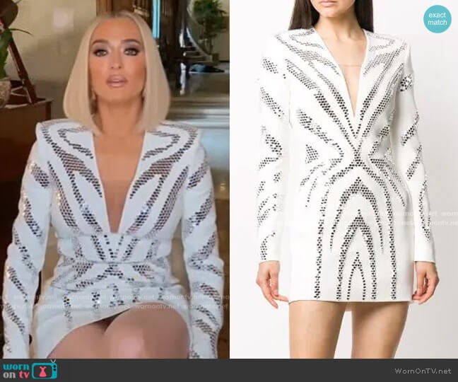 David Koma Embellished Mini Dress worn by Erika Jayne on The Real Housewives of Beverly Hills