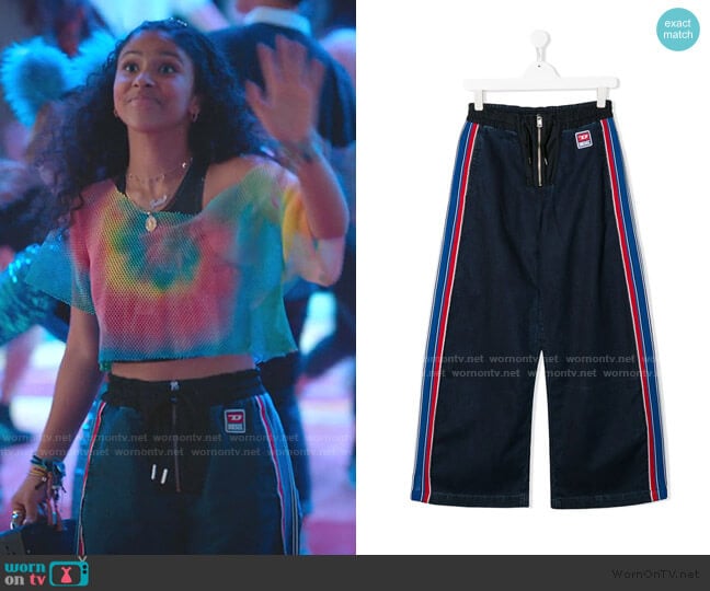 Diesel TEEN Striped Side Panel Trousers worn by Julie (Madison Reyes) on Julie and the Phantoms