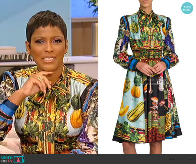 Dolce & Gabbana Multi-Fruit Printed Silk Shirtdress worn by Tamron Hall on Tamron Hall Show