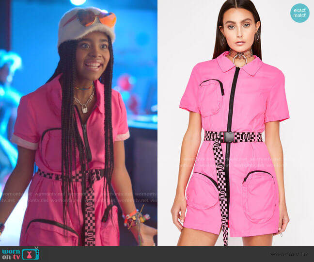 Dolls Kill Fantasia Funk Cargo Dress worn by Flynn (Jadah Marie) on Julie and the Phantoms
