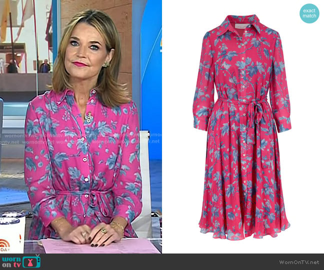 Carolina Herrera Floral Belted Silk Midi Dress worn by Savannah Guthrie on Today
