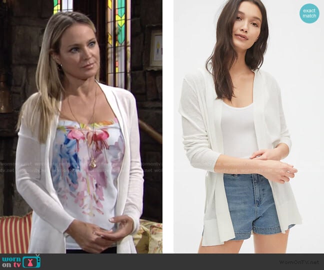 Gap Wrap-Front Cardigan worn by Sharon Newman (Sharon Case) on The Young and the Restless