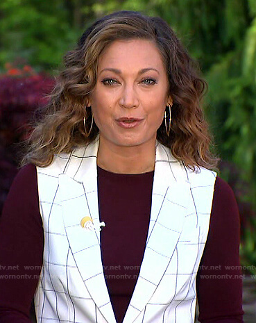 Ginger’s white grid check vest on Good Morning America