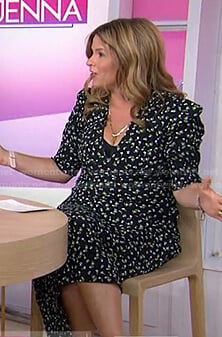 Jenna’s black floral v-neck midi dress on Today