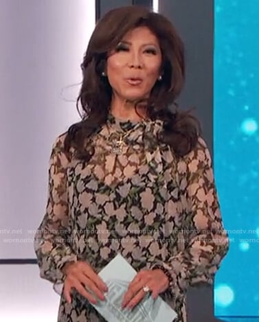 Julie’s floral print tie neck blouse on Big Brother