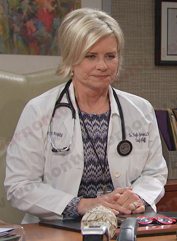 Kayla’s blue zig zag dress on Days of our Lives