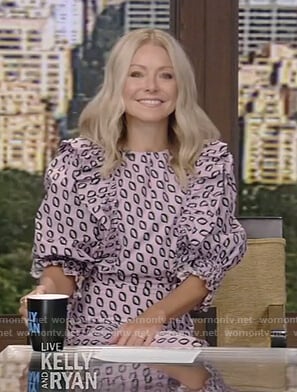 Kelly’s printed ruffle dress on Live with Kelly and Ryan