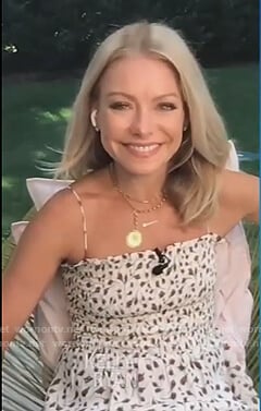 Kelly’s white floral smocked dress on Live with Kelly and Ryan