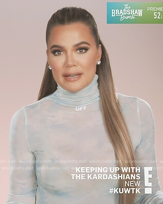 Khloe’s blue tie dye bodysuit on Keeping Up with the Kardashians