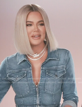 Kourtney’s denim zip jumpsuit on Keeping Up with the Kardashians