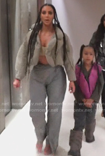 Kim’s puffer jacket and top on Keeping Up with the Kardashians