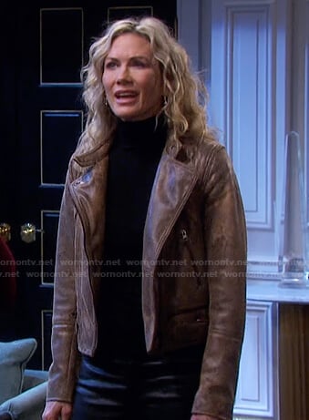 Kristen’s brown snake print jacket on Days of our Lives