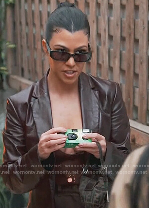 Kourtney’s brown leather coat on Keeping Up with the Kardashians