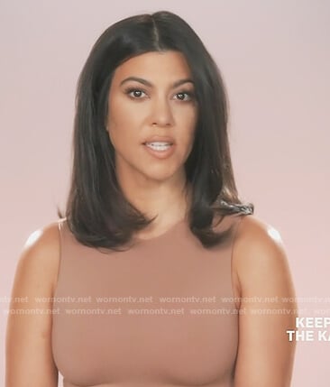 Kourtney’s beige sleeveless bodysuit on Keeping Up with the Kardashians