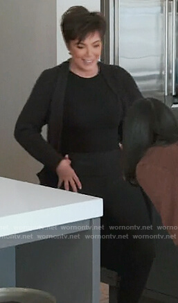 Kris’s black fuzzy robe on Keeping Up with the Kardashians