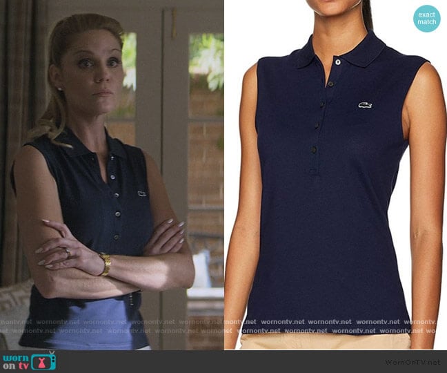 Lacoste Sleeveless Navy Polo worn by Debbie Wesley (Virginia Williams) on Teenage Bounty Hunters