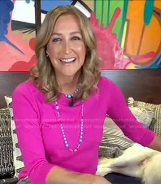 Lara’s pink three quarter sleeve sweater on Good Morning America