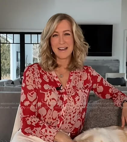 Lara’s red abstract print blouse on Good Morning America