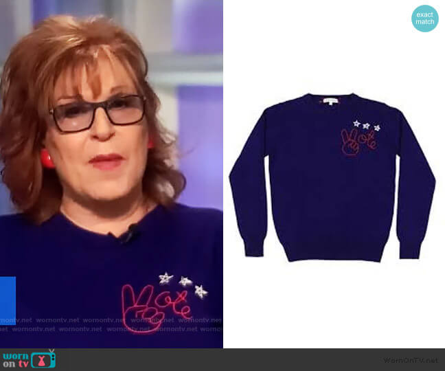 Lingua Franca Vote Sweater worn by Joy Behar on The View