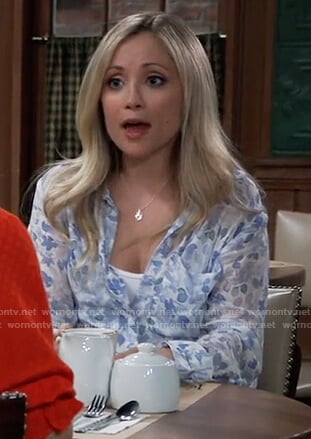 Lulu’s blue floral blouse on General Hospital