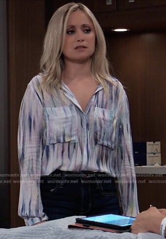 Lulu’s feather print blouse on General Hospital