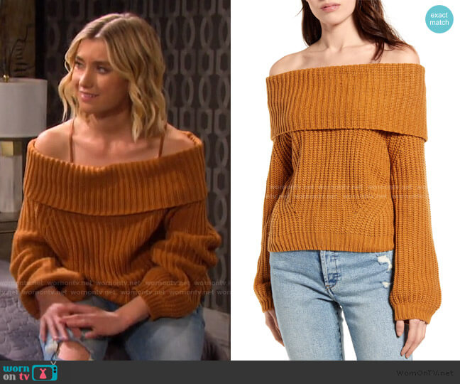 Lulus Carmichael Off the Shoulder Sweater worn by Claire Brady (Isabel Durant ) on Days of our Lives