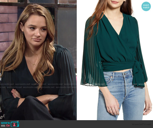 Lulus Pleats & Thank You Wrap Top worn by Summer Newman (Hunter King) on The Young and the Restless