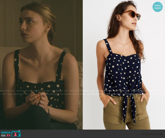 Madewell Button-Front Tie Tank in Daisy Dots worn by Sterling Wesley (Maddie Phillips) on Teenage Bounty Hunters
