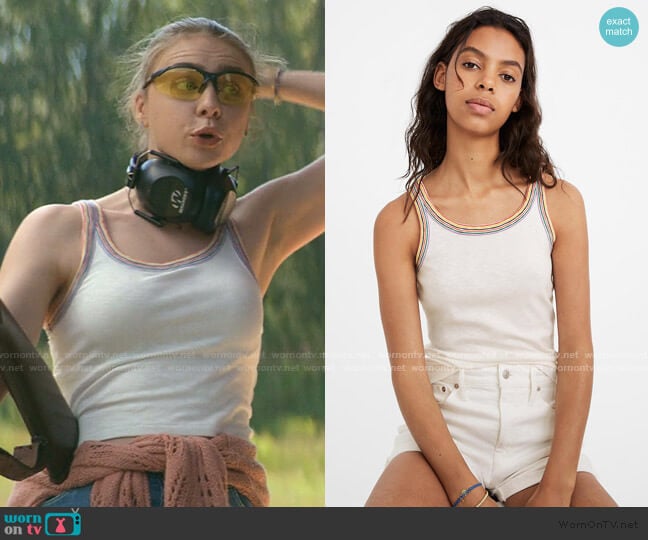 Madewell Rainbow-Trim Tank Top worn by Sterling Wesley (Maddie Phillips) on Teenage Bounty Hunters