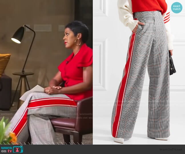 Monse Striped Prince of Wales Checked Wide-Leg Pants