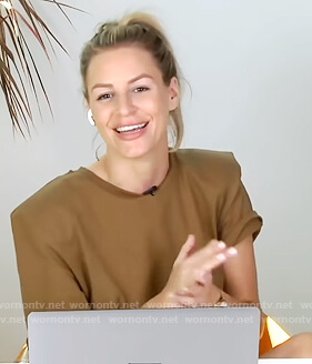 Morgan’s khaki shoulder padded tee dress on E! News Daily Pop