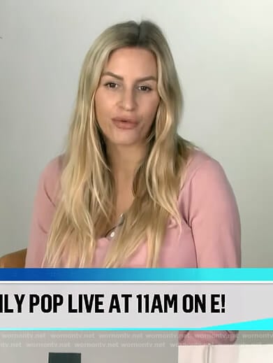 Morgan’s pink cropped sweater on E! News Daily Pop