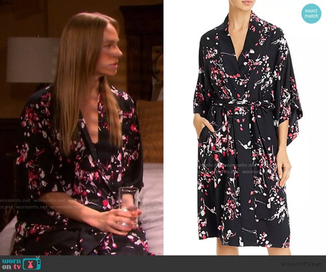 Natori Matsuri Satin Wrap Robe worn by Abigail Deveraux (Marci Miller) on Days of our Lives