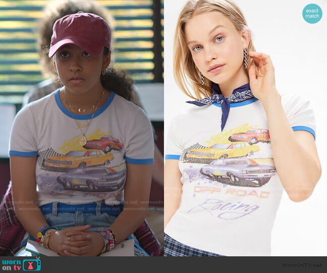 Urban Outfitters Off Road Racing Ringer Tee worn by Julie (Madison Reyes) on Julie and the Phantoms