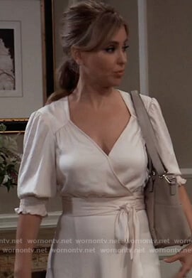 Olivia’s pink satin wrap dress on General Hospital