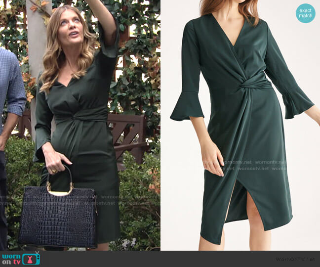 Paisie Satin Dress with Twisted Waist & Flared Cuffs worn by Phyllis Summers (Michelle Stafford) on The Young and the Restless