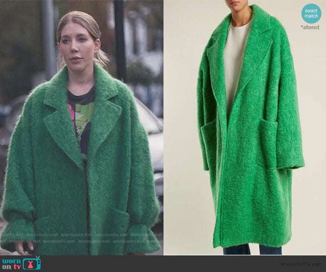 Raey Dropped-shoulder wool-blend blanket coat worn by Katherine (Katherine Ryan) on The Duchess