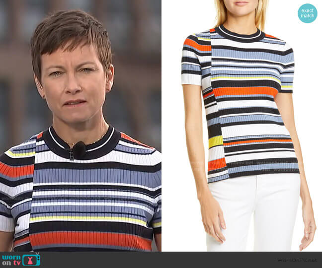 Rag and Bone Mason Stripe Short Sleeve Sweater worn by Stephanie Gosk on Today