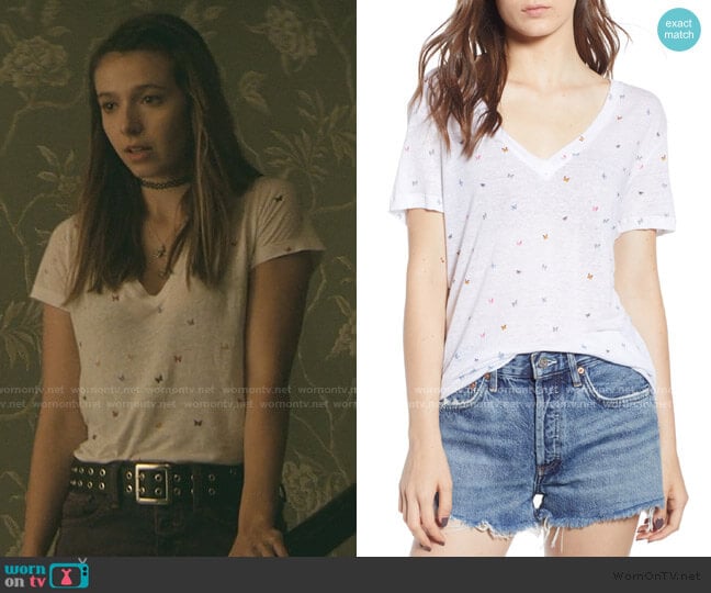 Rails Cara Butterfly Print Tee worn by Blair Wesley (Anjelica Bette Fellini) on Teenage Bounty Hunters
