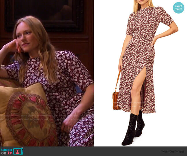 Reformation Gio Ditsy Floral Midi Dress worn by Abigail Deveraux (Marci Miller) on Days of our Lives