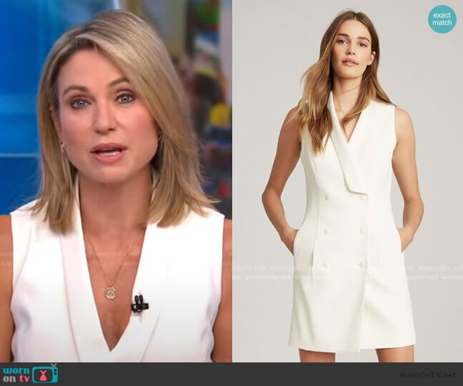 Reiss Antoine Sleeveless Tuxedo Dress worn by Amy Robach on Good Morning America