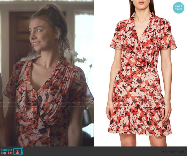 Reiss Marseille Floral Ruffle Detail Dress worn by Sterling Wesley (Maddie Phillips) on Teenage Bounty Hunters