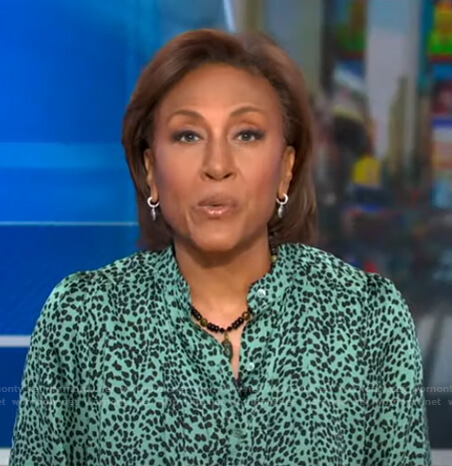 Robin’s green animal print blouse on Good Morning America