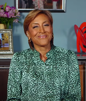 Robin’s green animal print blouse on Good Morning America
