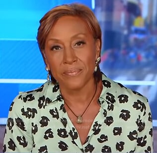 Robin’s light green floral blouse on Good Morning America