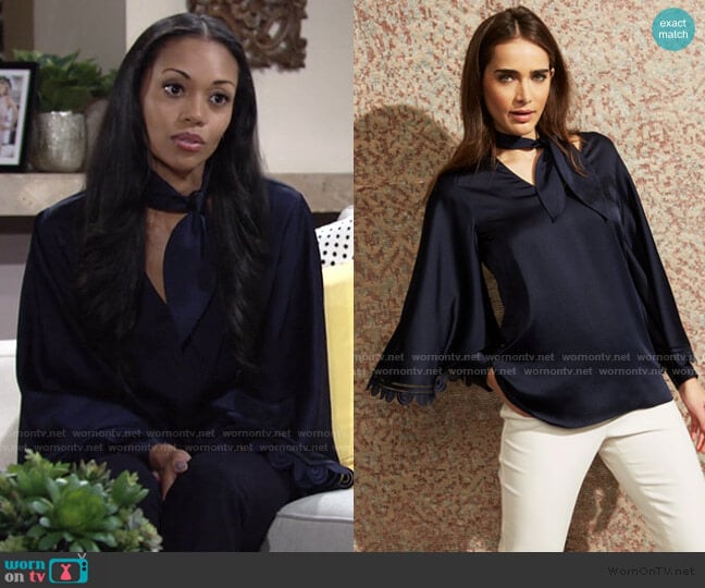 Sachin & Babi Adelaide Blouse worn by Amanda Sinclair (Mishael Morgan) on The Young and the Restless